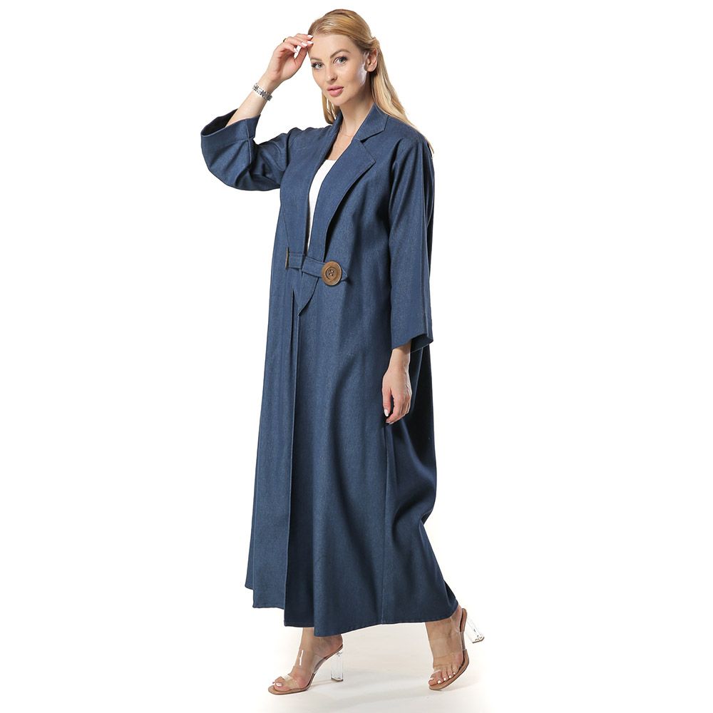 Moi Street - Denim Coat Style Abaya - Blue