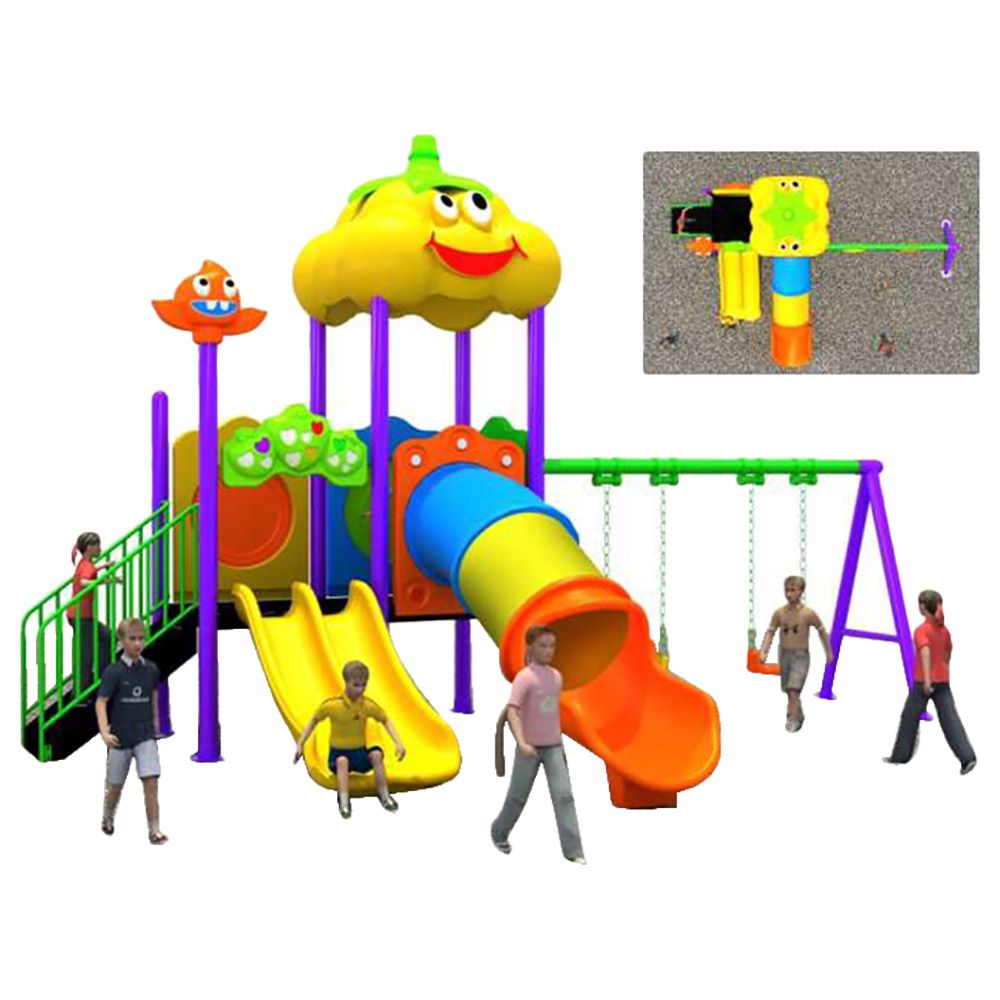 Myts - Mega Yellow Fellow Kids Tube Slide And Swings