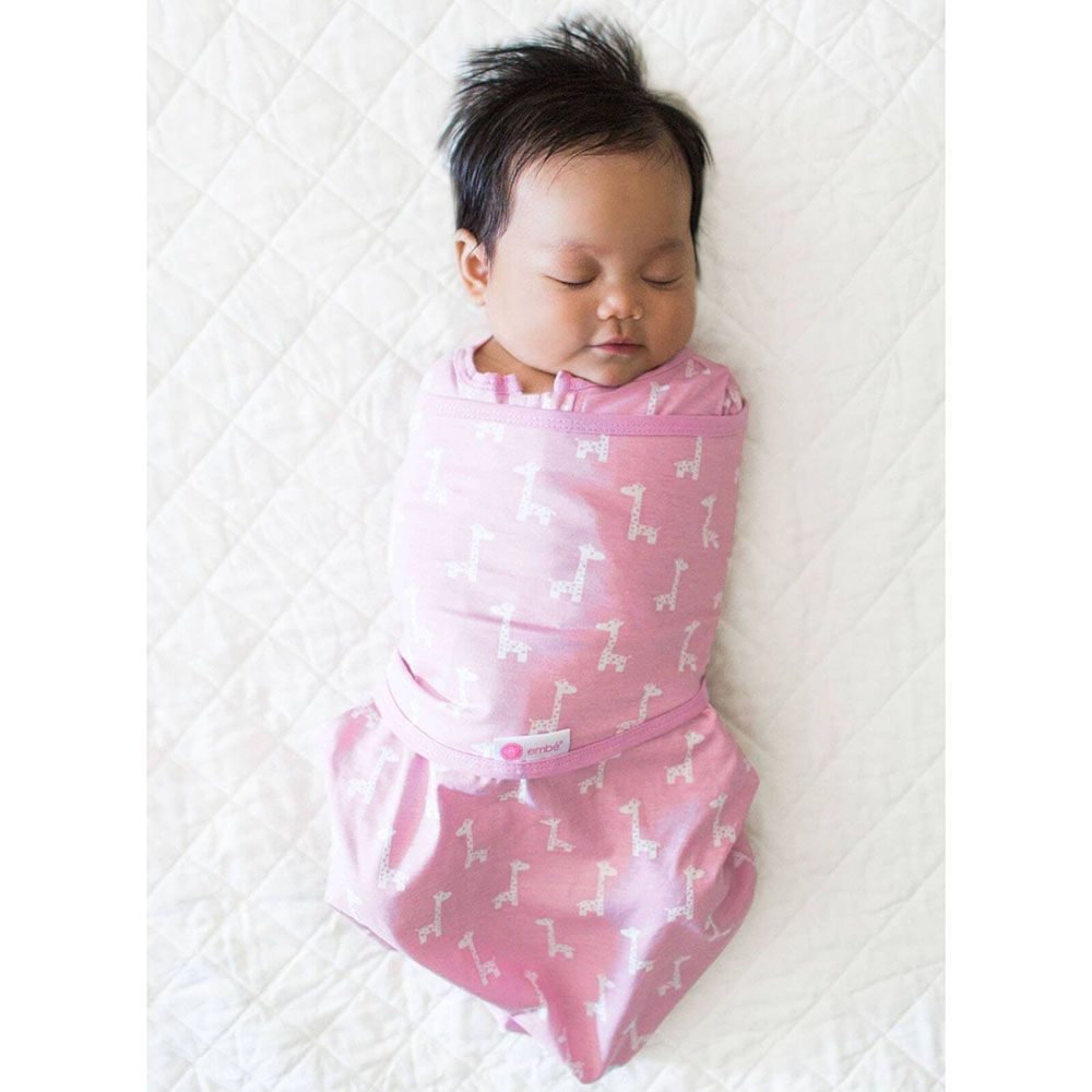 Kallysleep - Transitional 2-Way Swaddle Out - Pink Giraffes