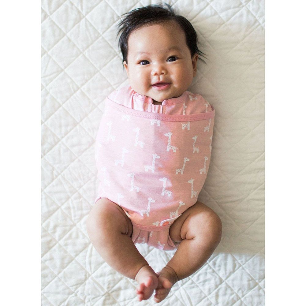 Kallysleep - Transitional 2-Way Swaddle Out - Pink Giraffes