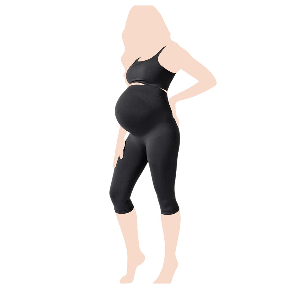 Mums & Bumps - Blanqi Maternity Belly Support Crop Legging - Black