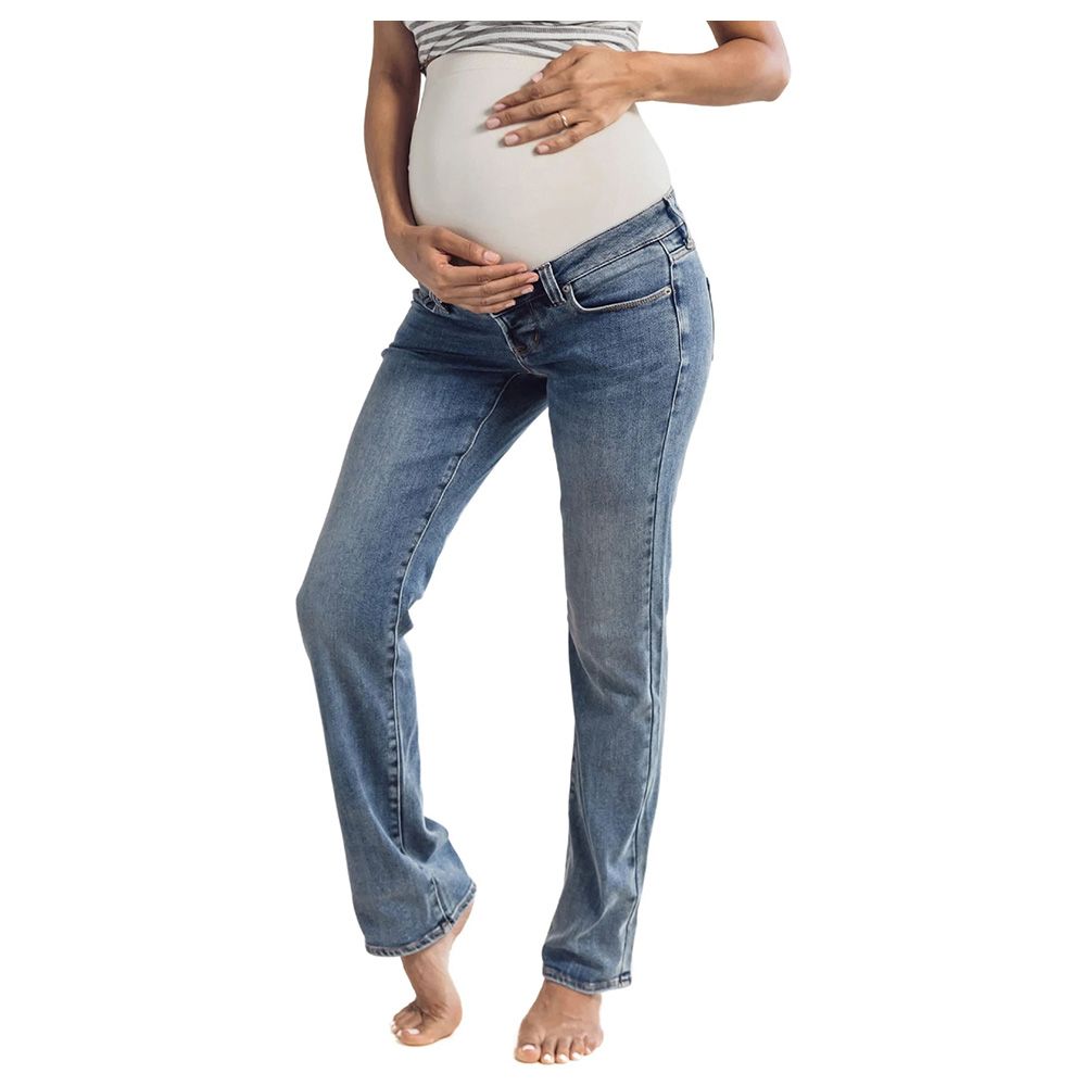 Mums & Bumps - Maternity Belly Support Flare Jeans - Worn Indigo