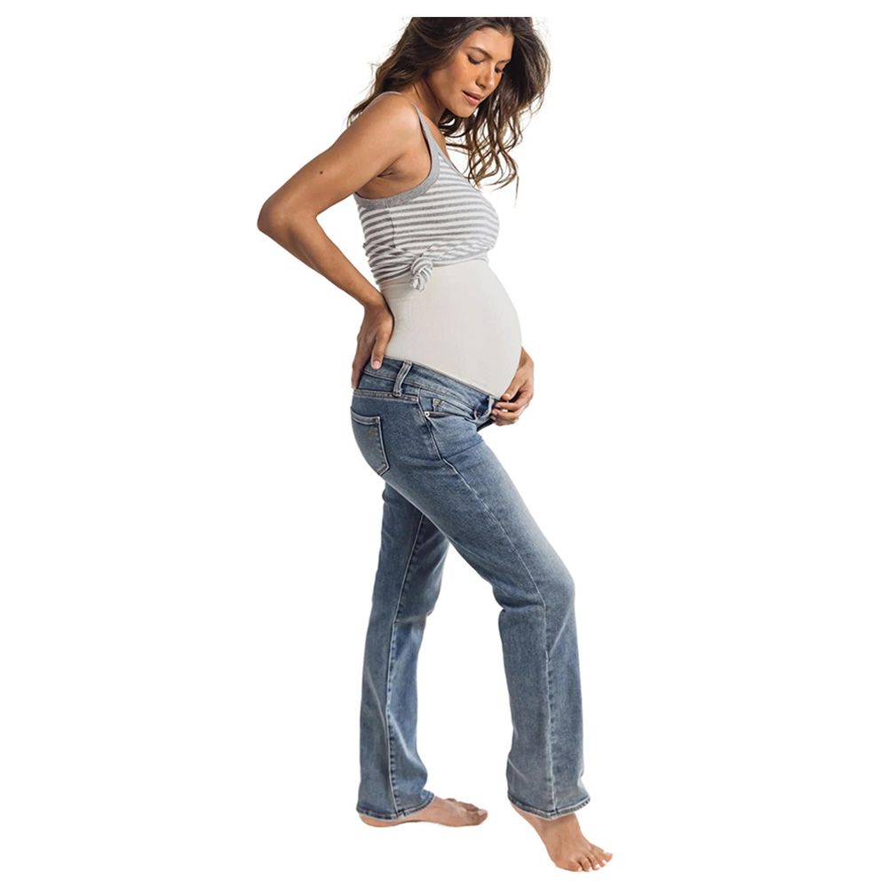 Mums & Bumps - Maternity Belly Support Flare Jeans - Worn Indigo