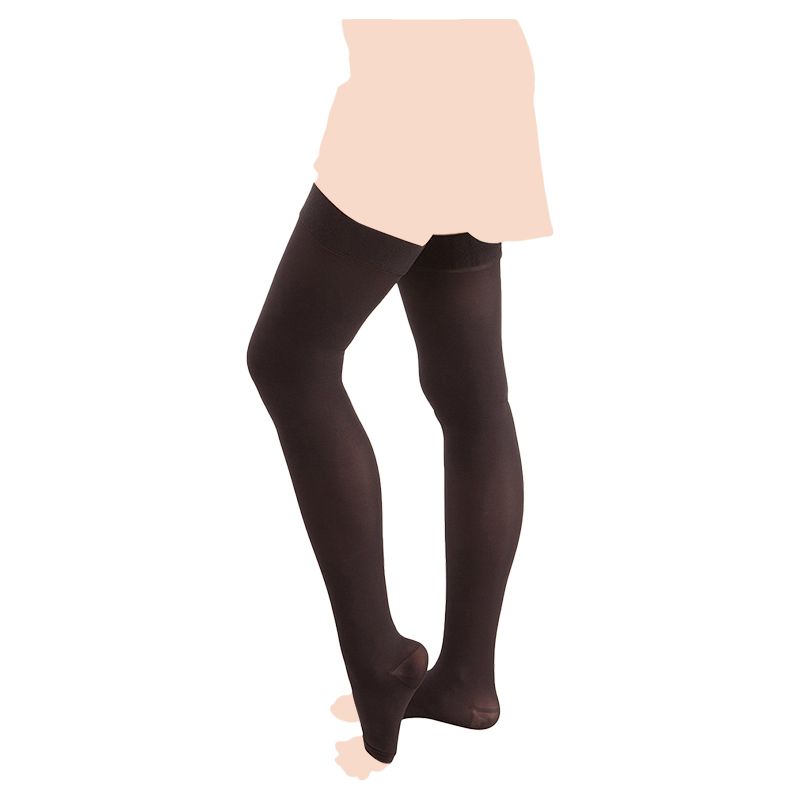 Mums & Bumps -Gabrialla Microfiber Open Toe Thigh High Black