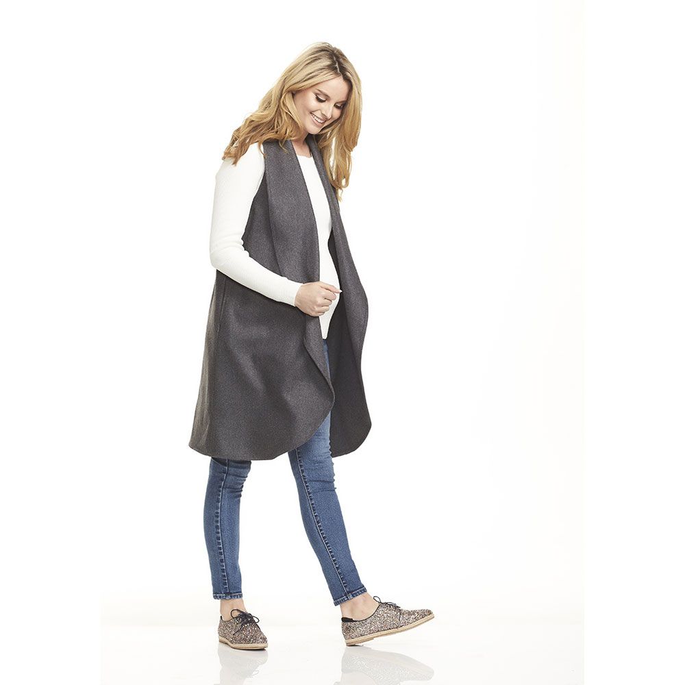 Mums & Bumps - Soon Frost Wool Maternity Vest - Grey