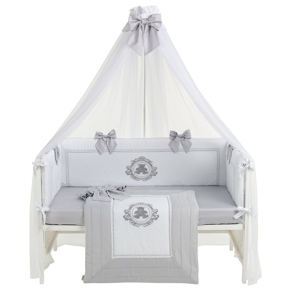 Monnet Baby - Teddy Crib Canopy - Grey/White