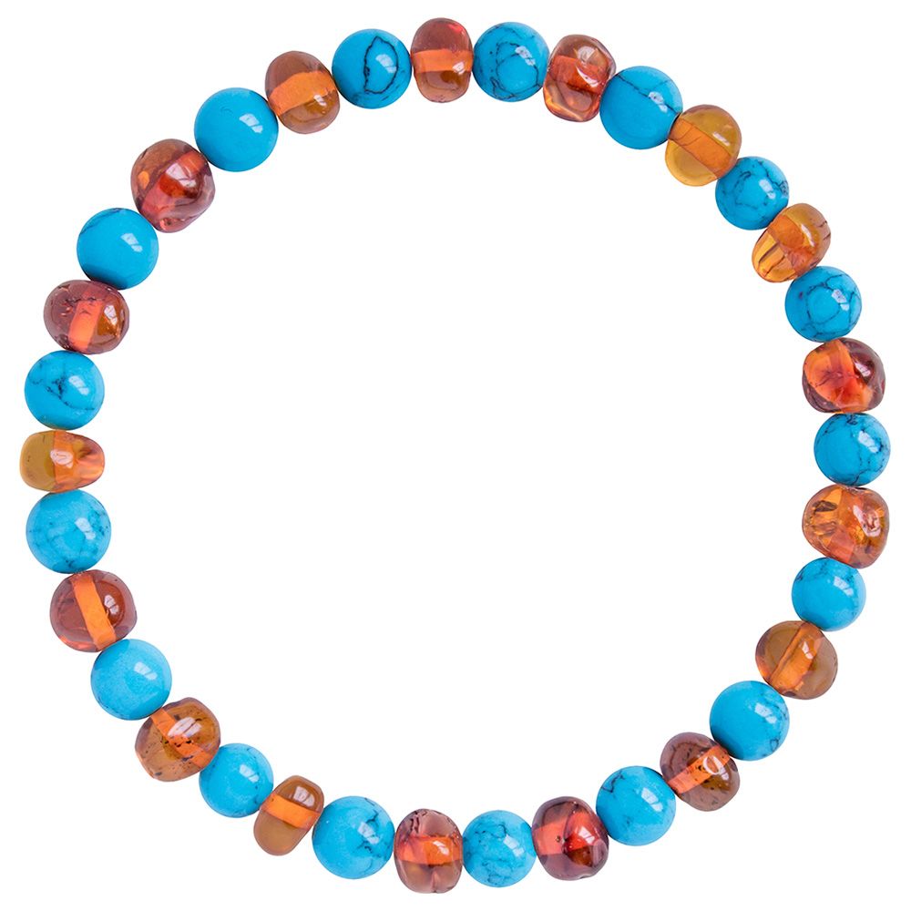 Made by Nature - Premium Amber Adult Bracelet - Caramel Turquoise