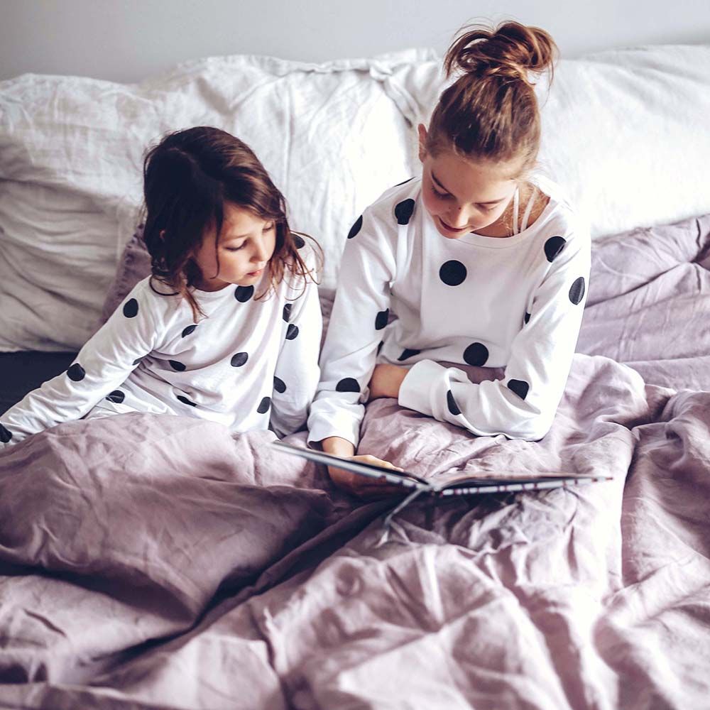 Ooh Noo - Organic Pyjamas Kids White With Black Dots