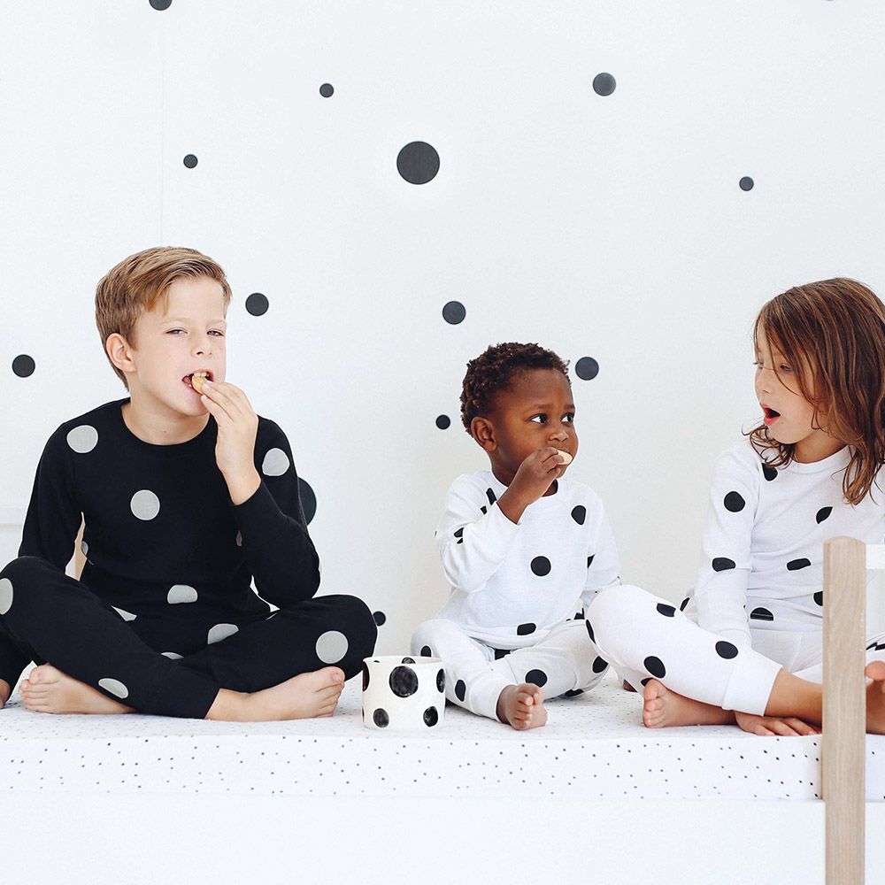 Ooh Noo - Organic Pyjamas Kids White With Black Dots