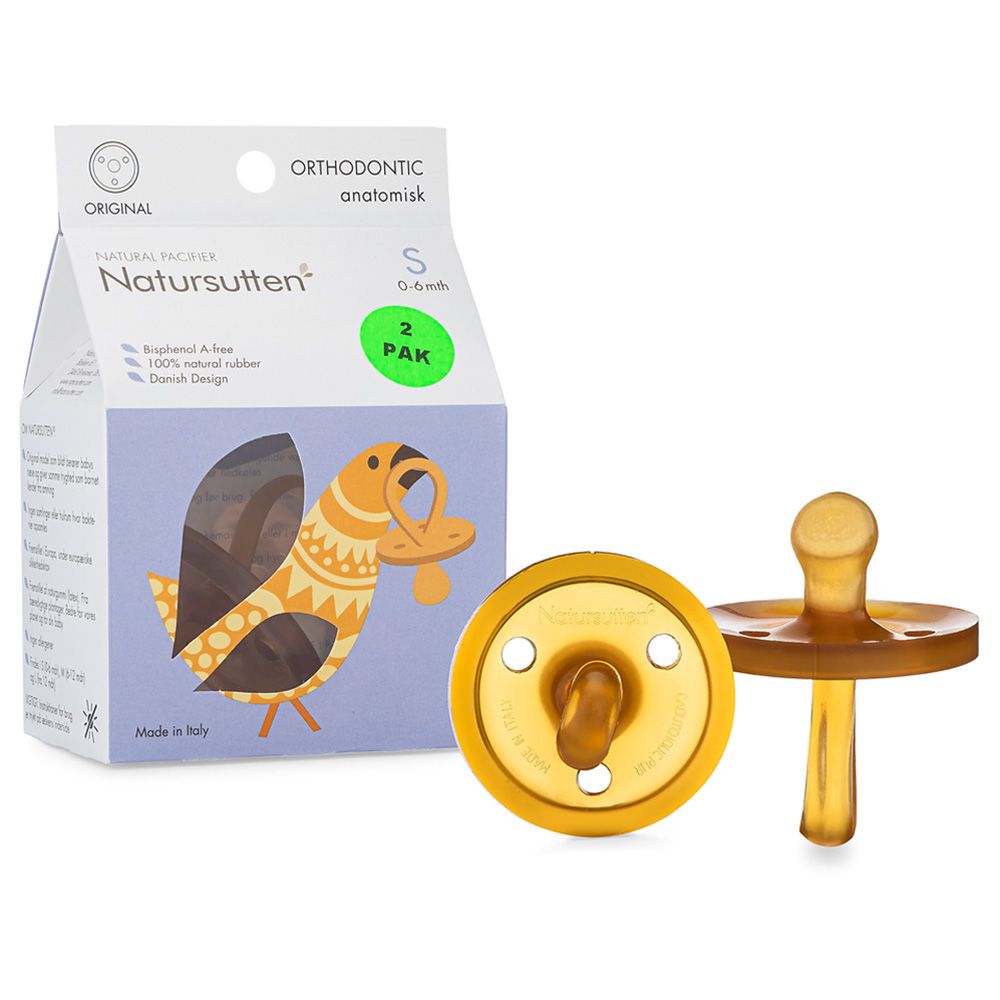 Natursutten - Original Orthodontic Natural Rubber Pacifier - Pack of 2 - L  - 12M+