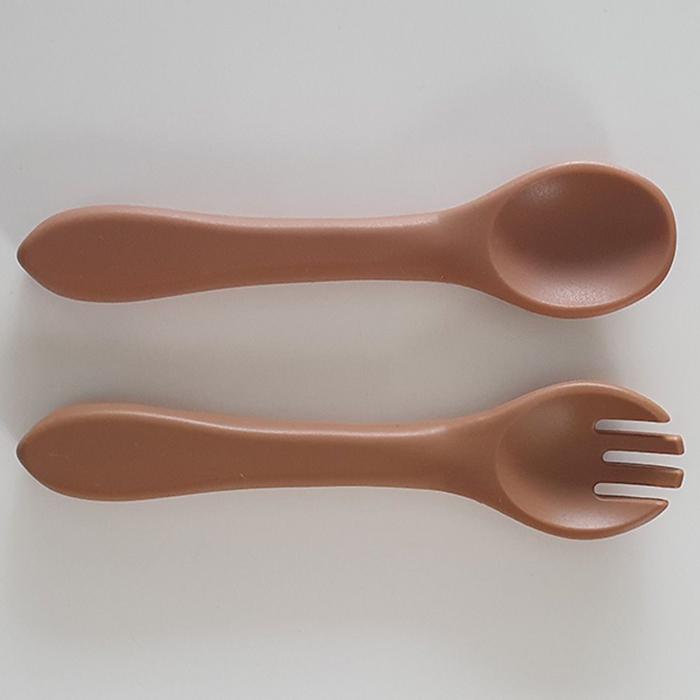 Dove and Dovelet - Silicone Fork & Spoon Set - Clay