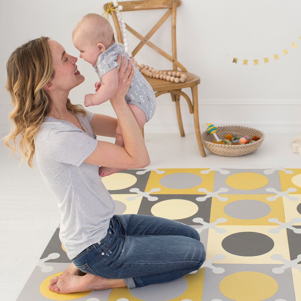 SkipHop - Playspot Floor Tiles - Gold & Grey