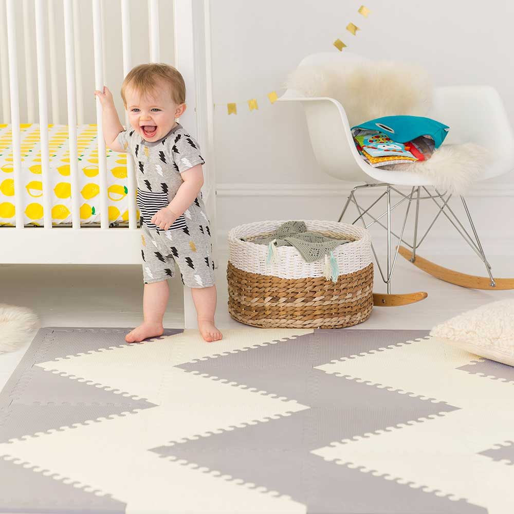 SkipHop - Playspot Geo Floor Tiles - Grey & Cream