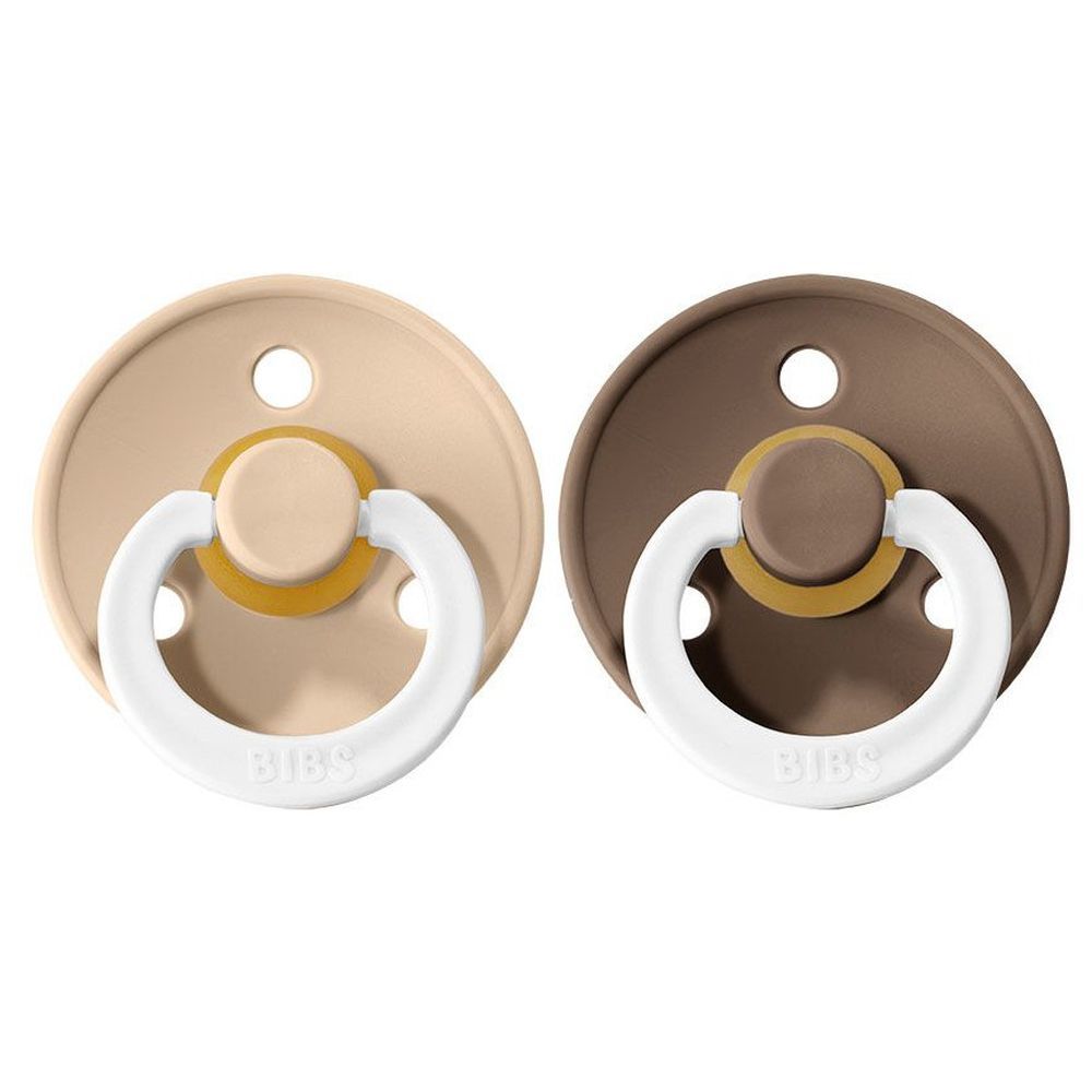 Bibs - Glow Colour S1 Pacifiers - Pack of 2 - Vanilla/Dark Oak