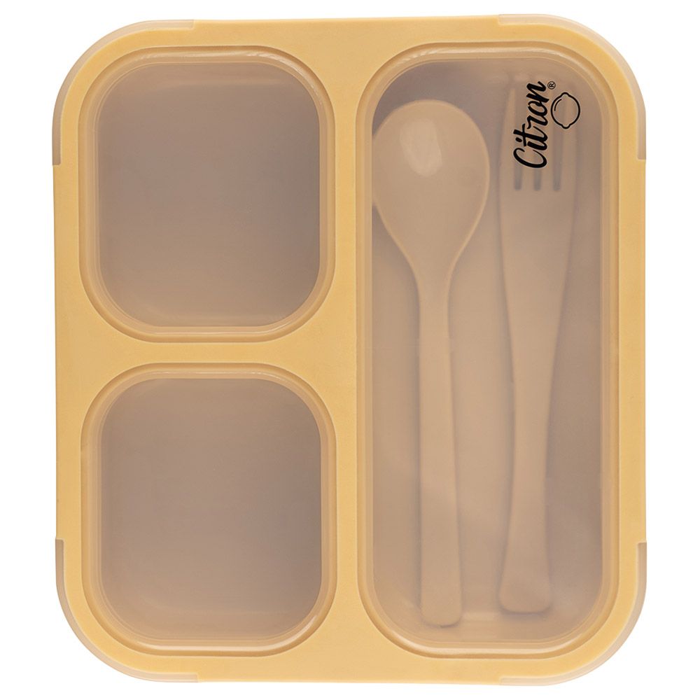 Citron - Lunchbox with Fork and Spoon - Yellow