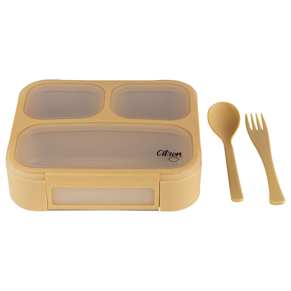 Citron - Lunchbox with Fork and Spoon - Yellow