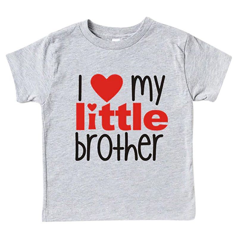 Matching Family - I Love My Little Brother T-shirt - Grey