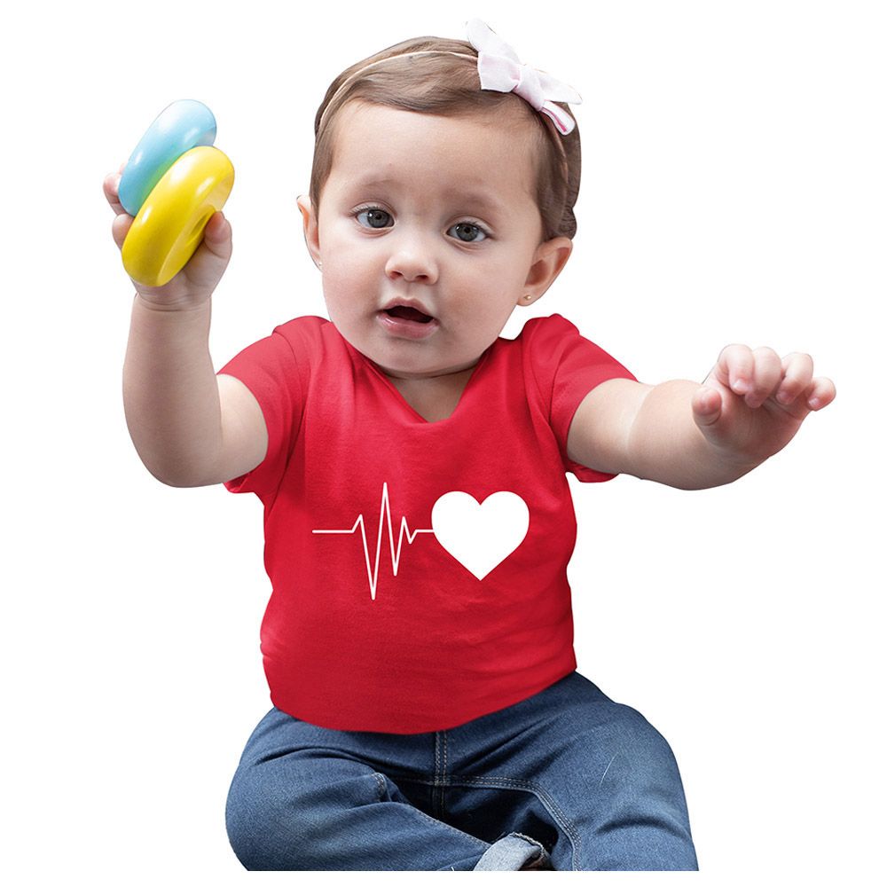 Matching Family Outfits - Daughter Heartbeats T-Shirt - Red