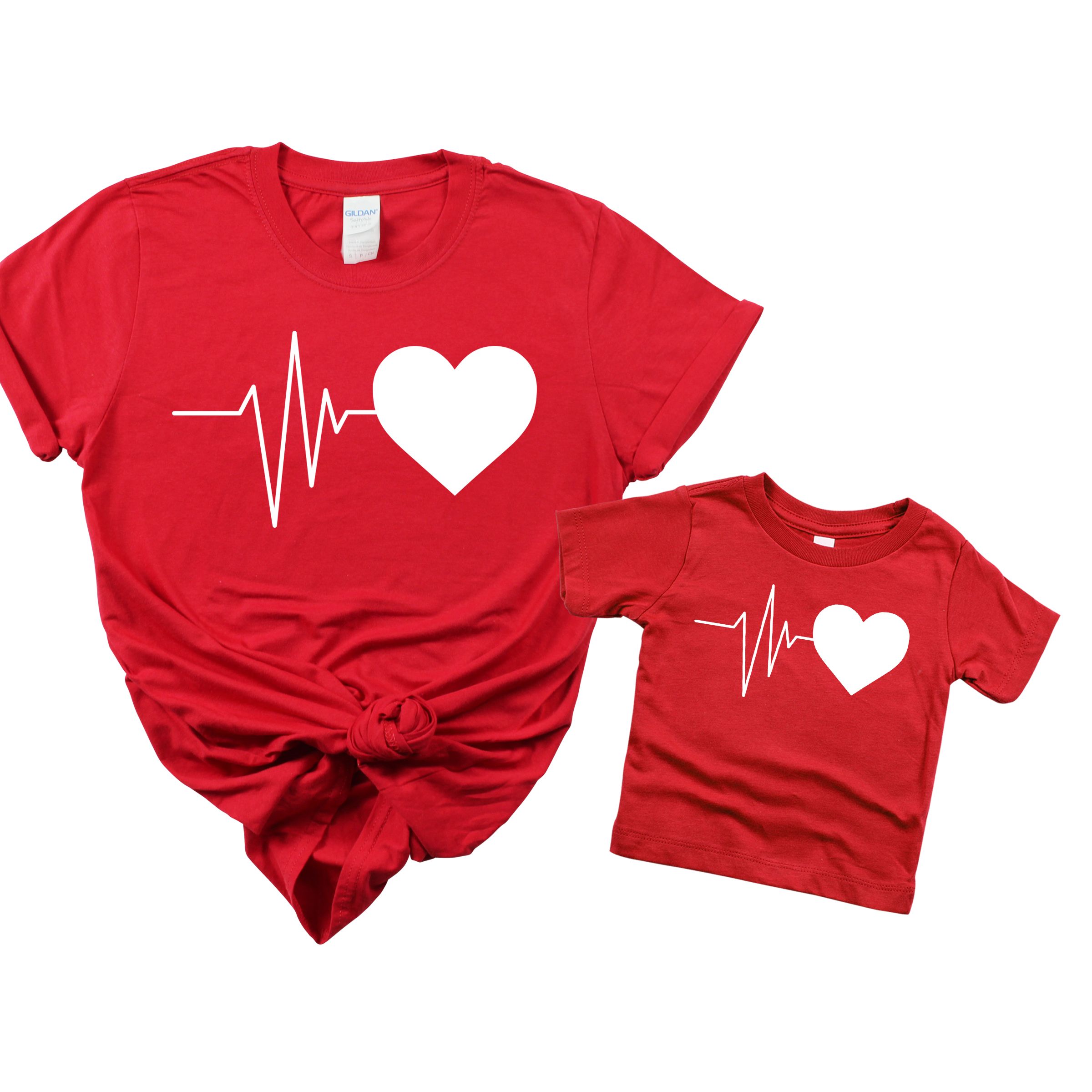 Matching Family Outfits - Daughter Heartbeats T-Shirt - Red