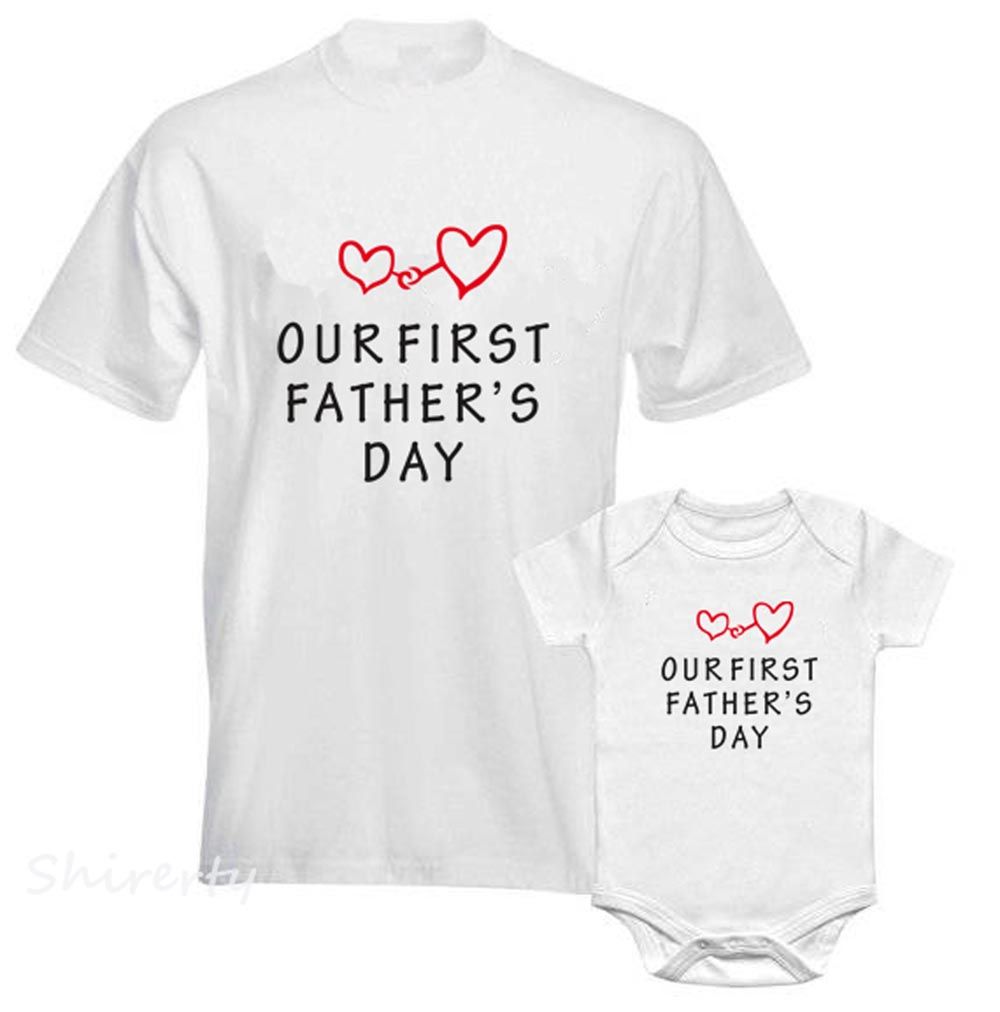 Matching Family Outfits - 2pc-Set - Our First Father'S Day_Dad-XXL/Baby-9-12M