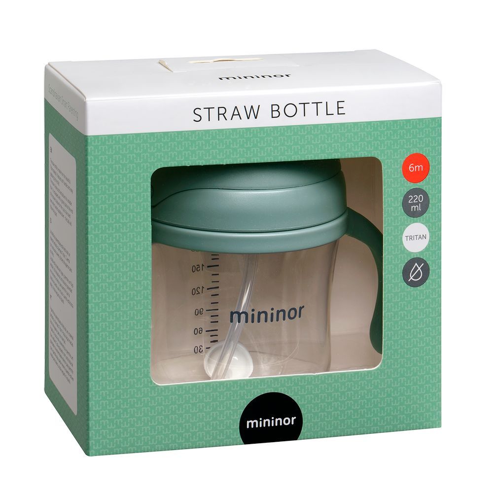 Mininor - Tritan Straw Bottle - 220ml - Willow Green