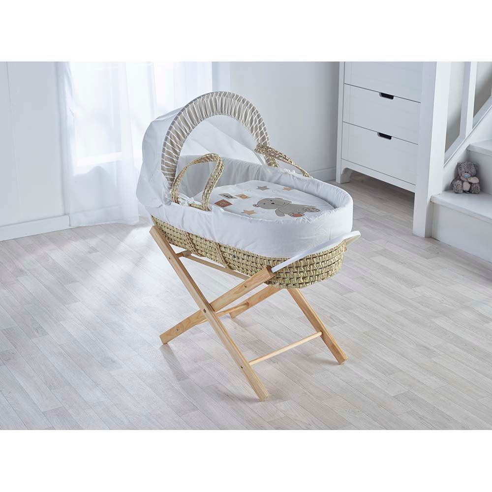 Kinder Valley - ABC Teddy Cream Palm Moses Basket - Cream