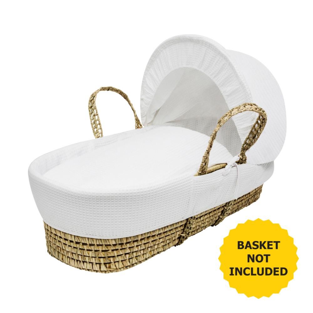 Kinder Valley - Waffle Moses Basket Bedding Set Only - White