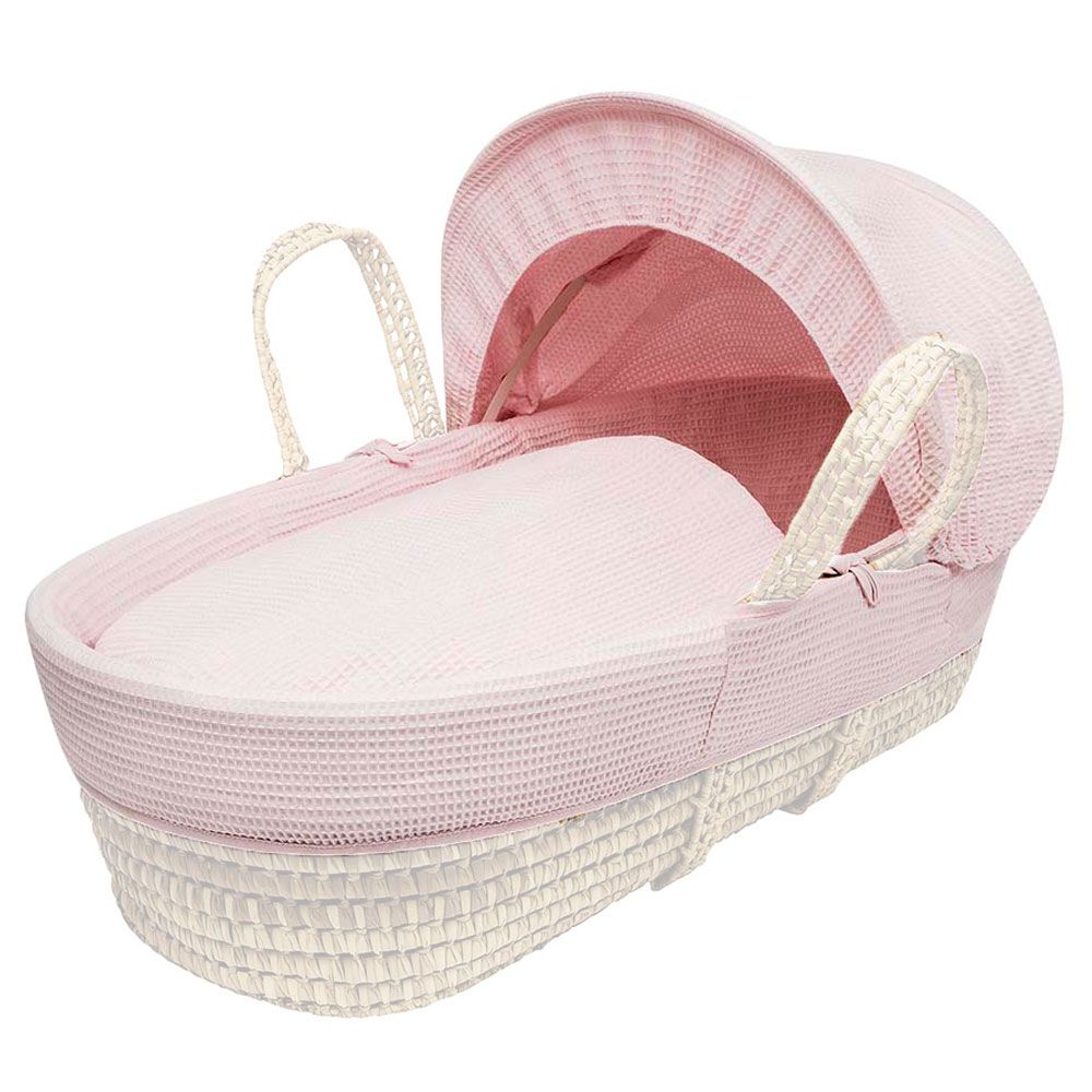 Kinder Valley - Waffle Moses Basket Bedding Set - Pink