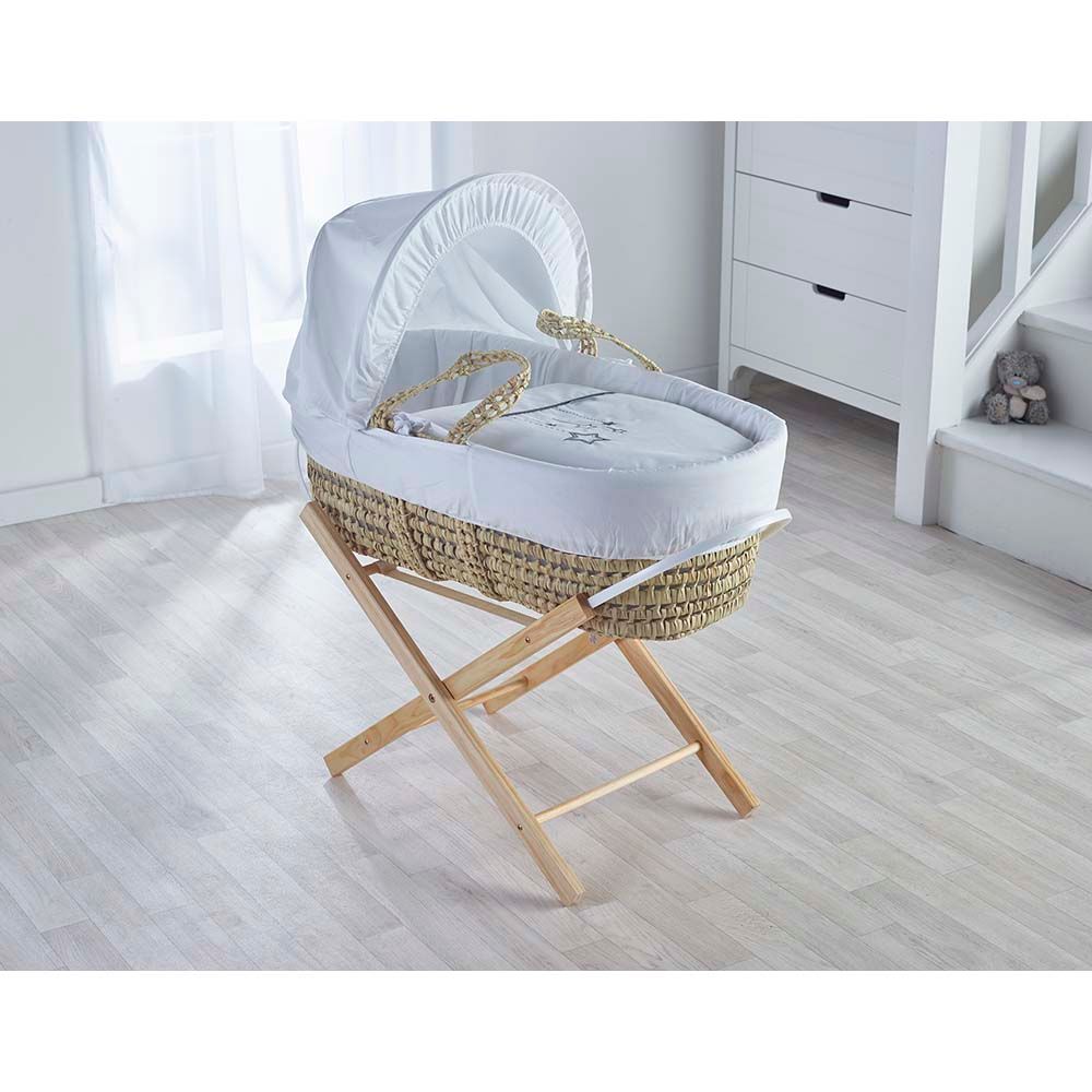 Kinder Valley - Wish Upon A Star Palm Moses Basket - White