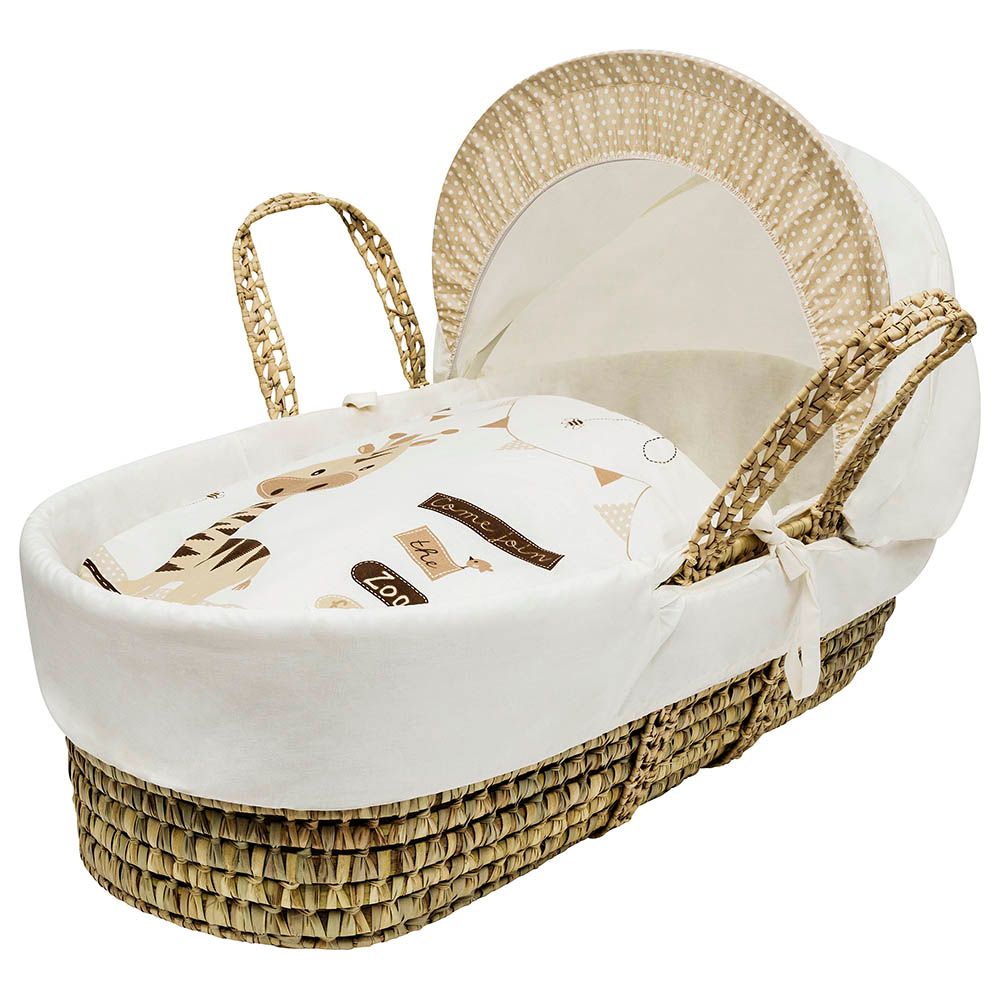 Kinder Valley - Zoo Time Palm Moses Basket - Cream