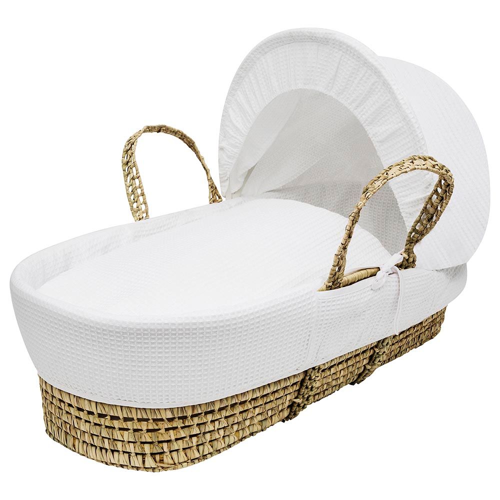 Kinder Valley - White Waffle Palm Moses Basket