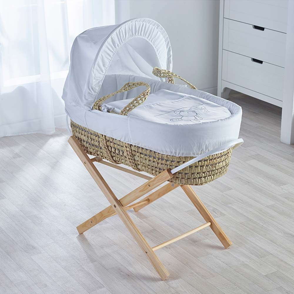 Kinder Valley - Teddy Wash Day Palm Moses Basket - White