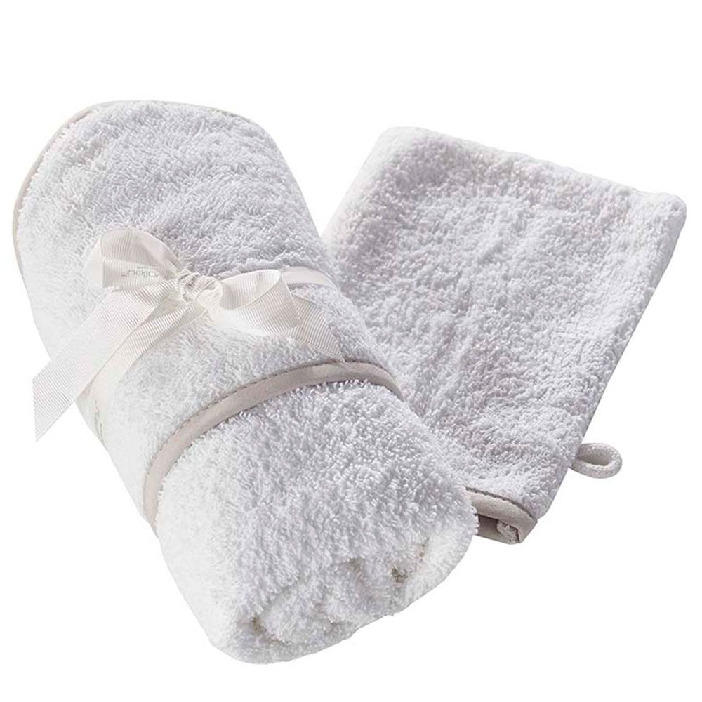 Kinder Valley - Hooded Towel And Wash Mitt - White