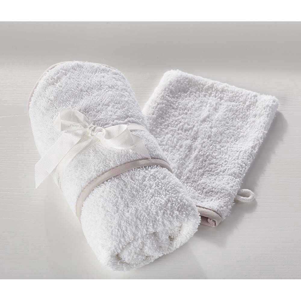 Kinder Valley - Hooded Towel And Wash Mitt - White