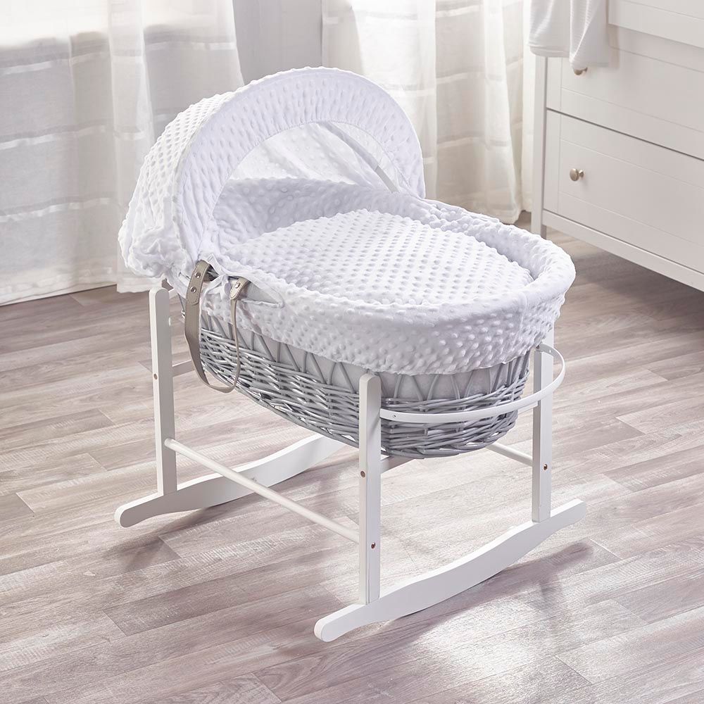 Kinder Valley - White Dimple Grey Wicker Moses Basket