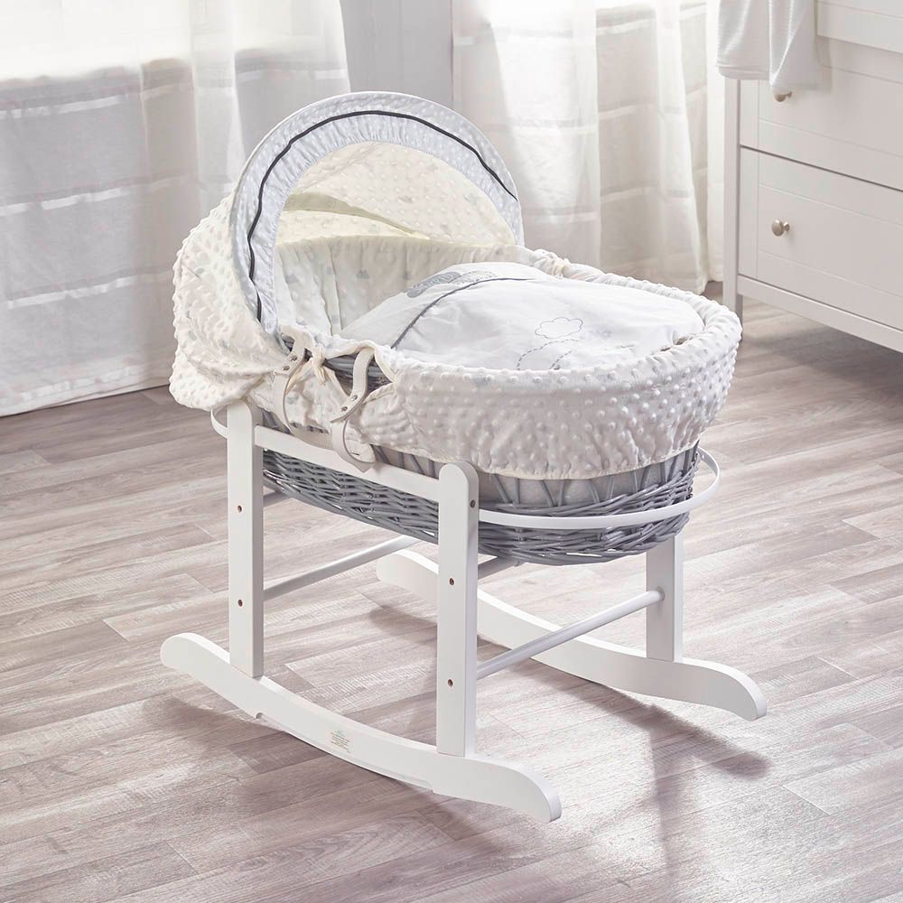 Kinder Valley - Showered With Love Grey Wicker Moses Basket