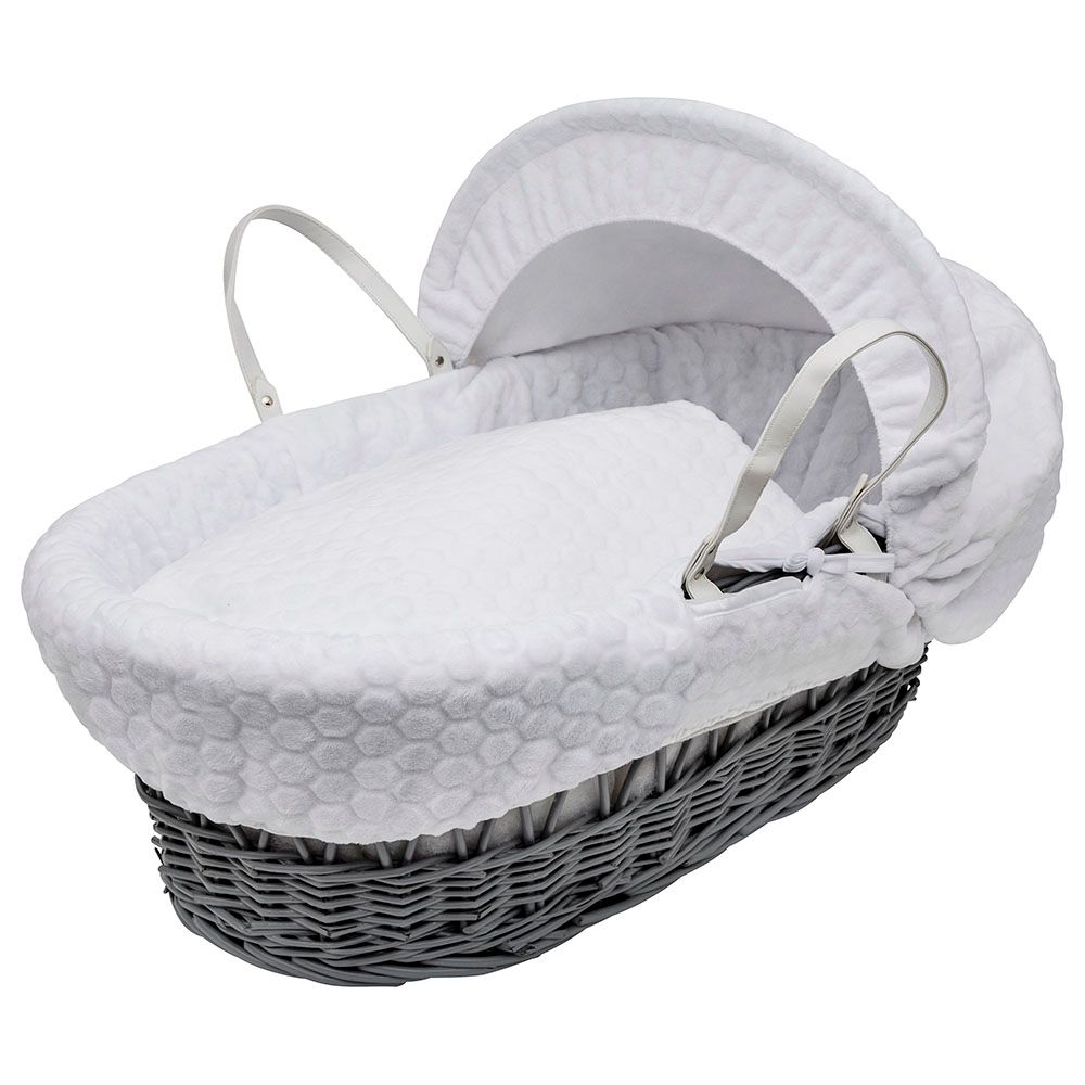 Kinder Valley - White Honeycomb Grey Wicker Moses Basket