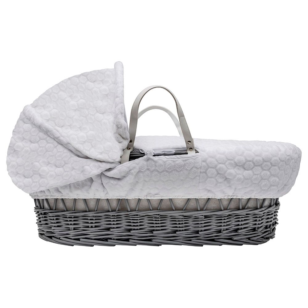 Kinder Valley - White Honeycomb Grey Wicker Moses Basket