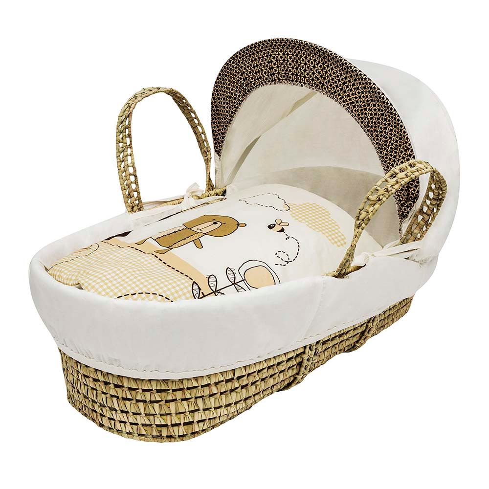 Kinder Valley - Tiny Ted Cream Palm Moses Basket With Stand