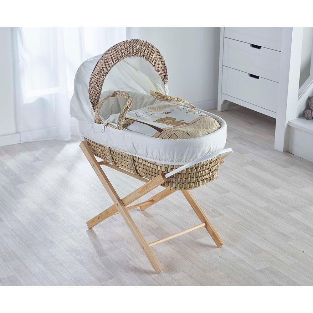 Kinder Valley - Tiny Ted Cream Palm Moses Basket With Stand