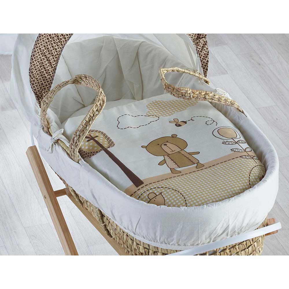 Kinder Valley - Tiny Ted Cream Palm Moses Basket With Stand