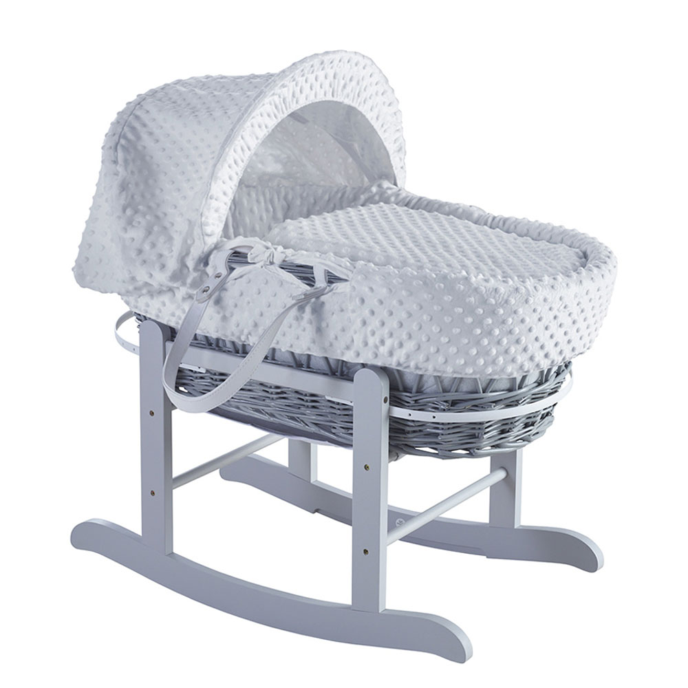 Fashion grey wicker moses basket and stand