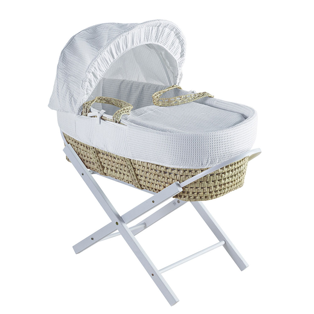 Kinder Valley White Waffle Palm Moses Basket w Stand Buy at Best Price from Mumzworld