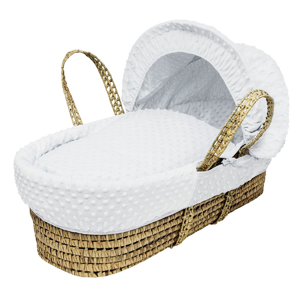 Kinder Valley - White Dimple Palm Moses Basket w/ Stand