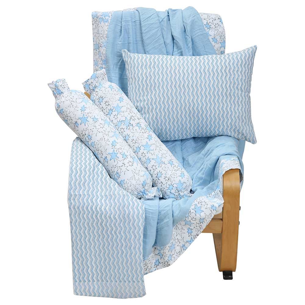 Mi Dulce An'ya - Organic Starry Cot Bedding Set - Blue