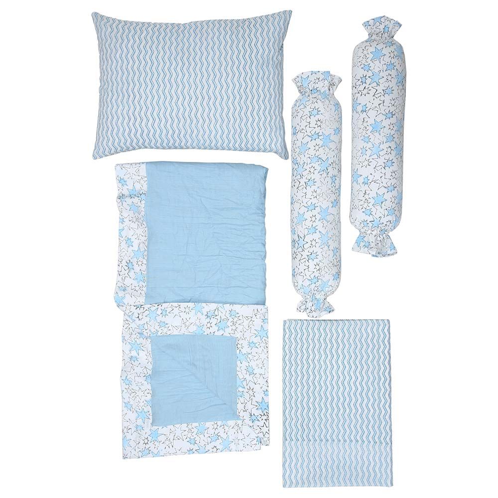 Mi Dulce An'ya - Organic Starry Cot Bedding Set - Blue