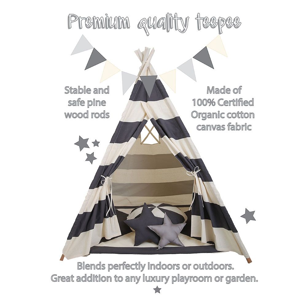 Mi Dulce An'ya - Stripe Teepee Tent 5ft - Grey