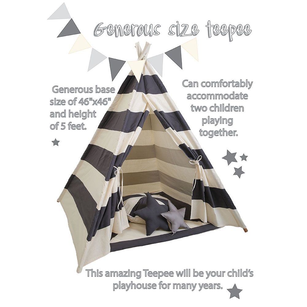 Mi Dulce An'ya - Stripe Teepee Tent 5ft - Grey