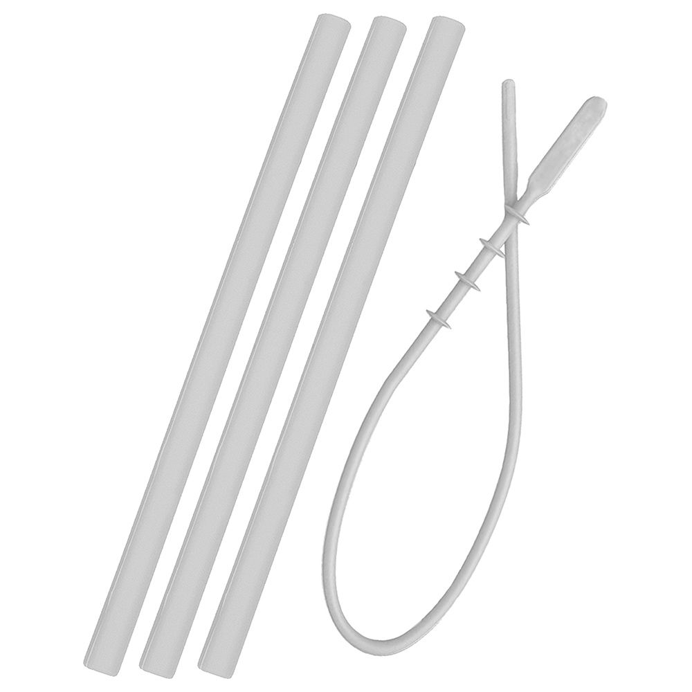 Minikoioi - Flexi Straws - 3pcs & Brush - Powder Grey