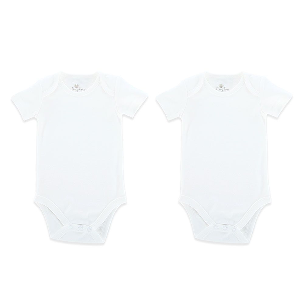 Tiny Toes - 100% Cotton Pack of 2 Short Sleeve Bodysuit - White (Exclusive)